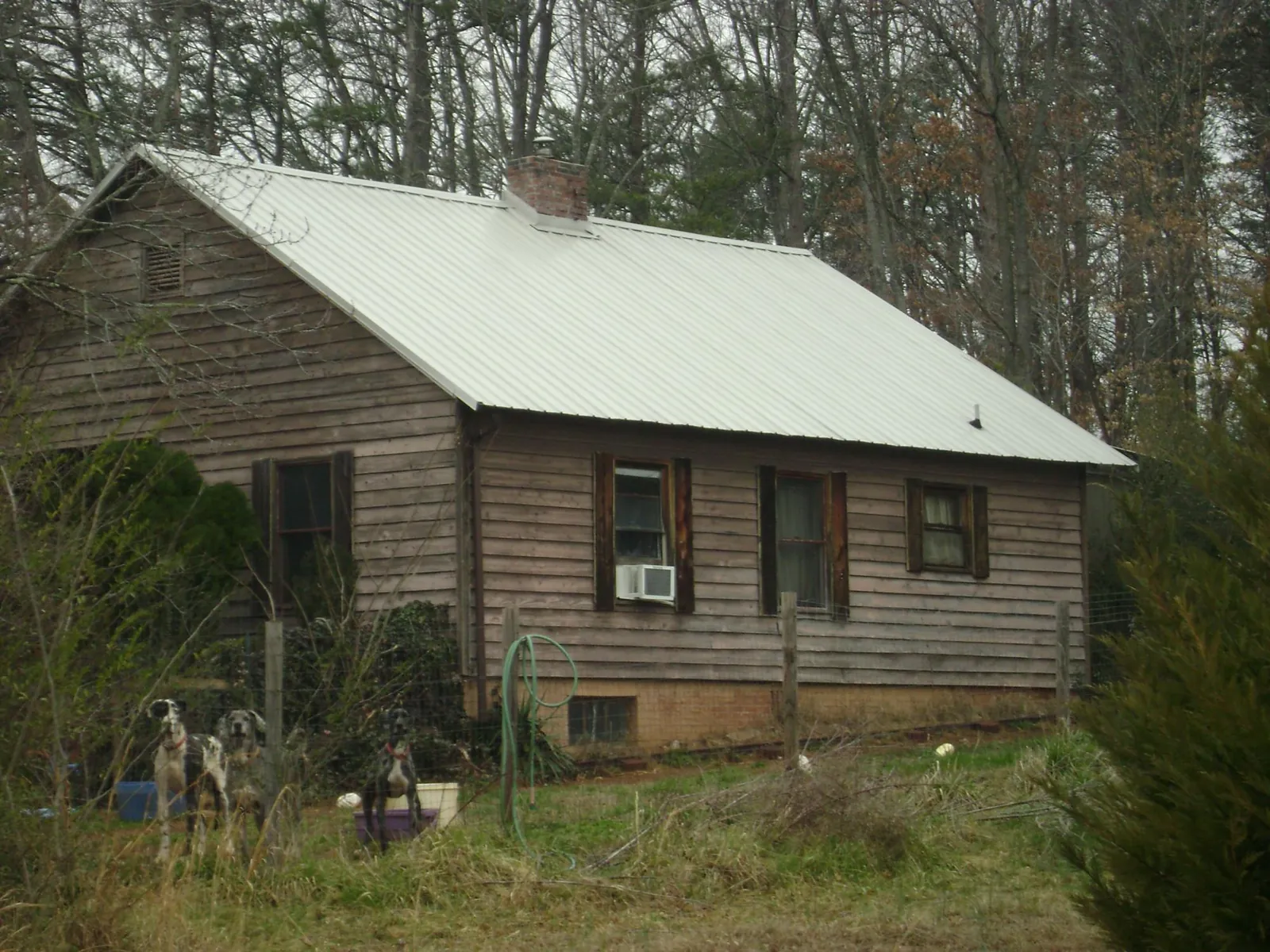 White metal roof on an old wood sided farmhouse, from a Asphalt Shingle Roof Repair job in Hinsdale